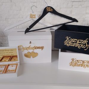 Zestaw dodatków ślubnych L biało-czarny