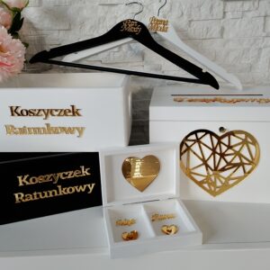 Zestaw pudełek ślubnych L z geometrycznym sercem