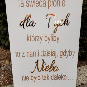 Tablica pamięci na wesele „Ta świeca płonie”