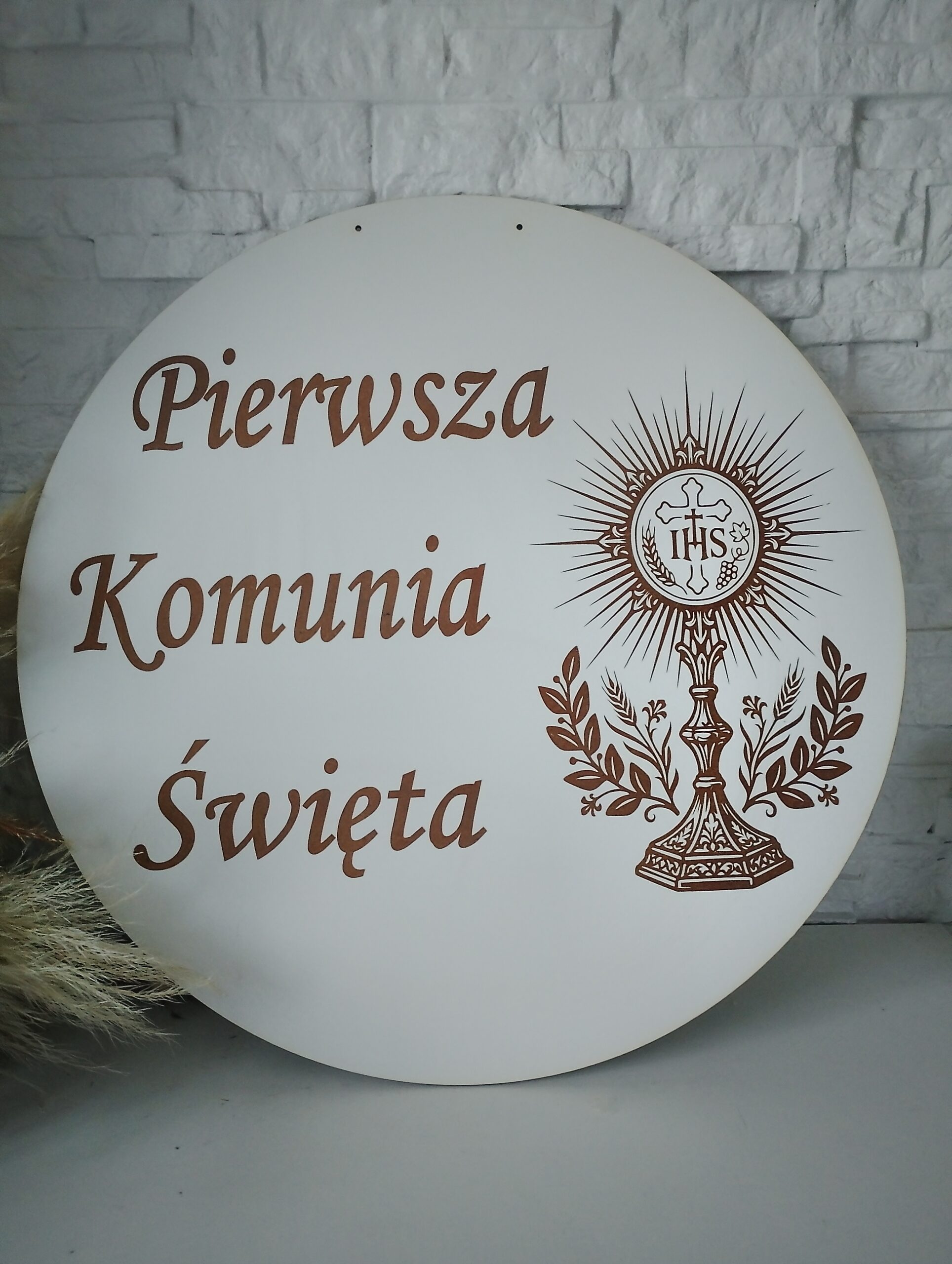Tablica powitalna komunijna z kielichem IHS