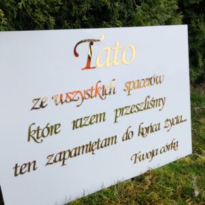 Tablica z podziękowaniem dla taty na wesele
