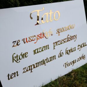 Tablica z podziękowaniem dla taty na wesele