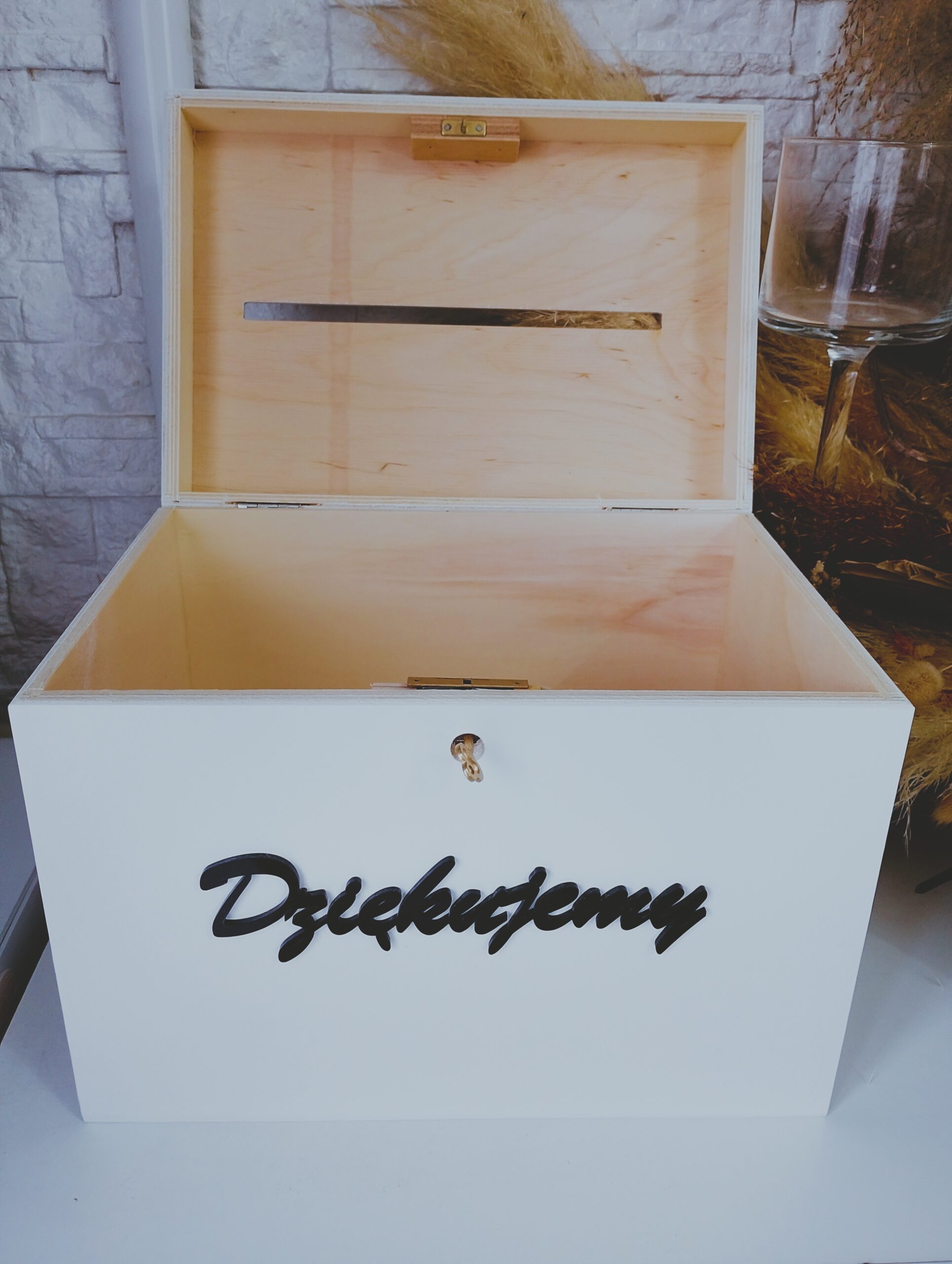 Białe pudełko na koperty ślubne „Dziękujemy” - obrazek 3