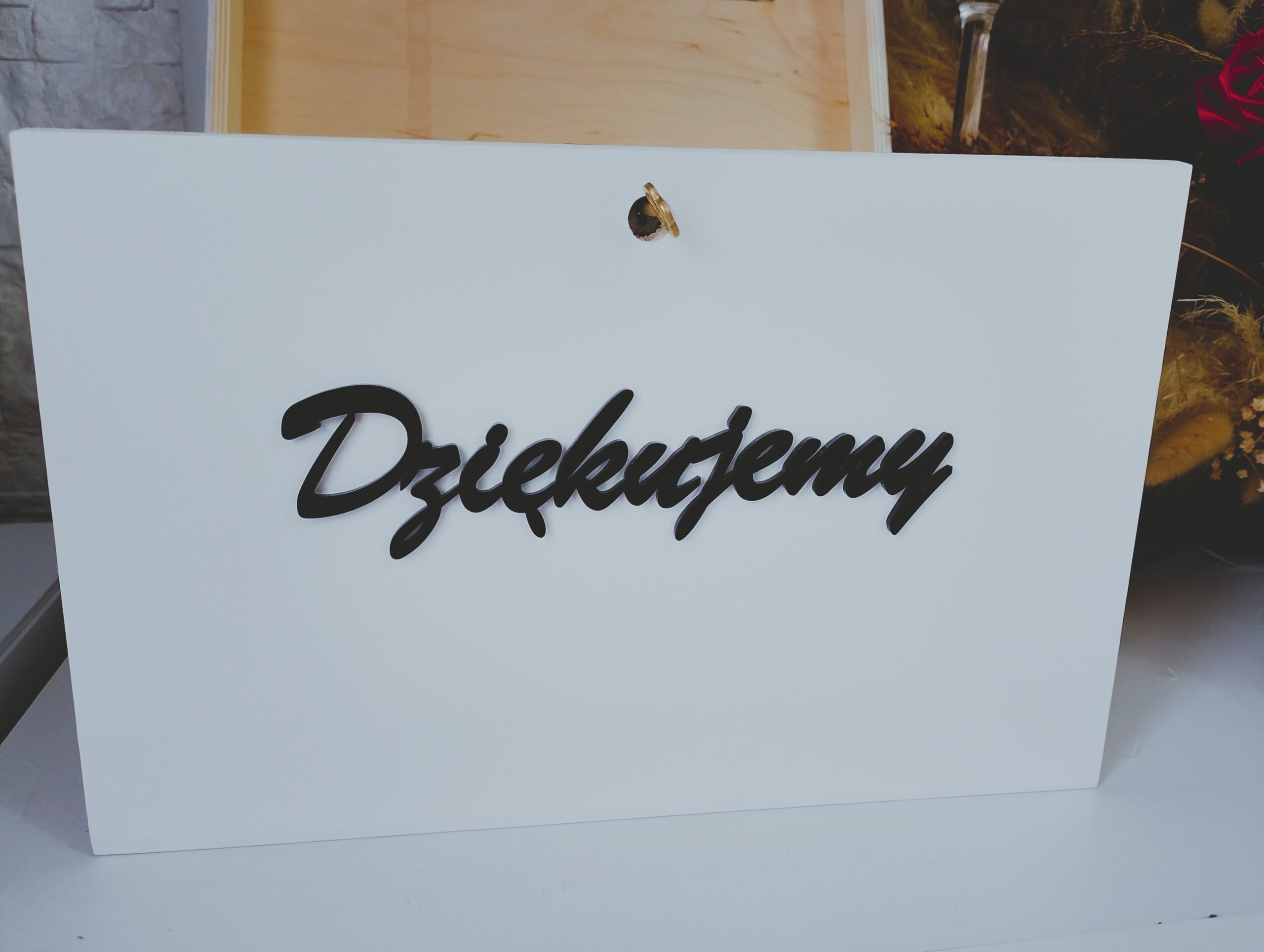 Białe pudełko na koperty ślubne „Dziękujemy” - obrazek 2