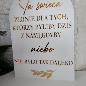 Elegancka tablica ,,Ta świeca płonie…,,