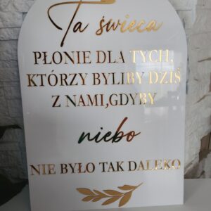 Elegancka tablica ,,Ta świeca płonie…,,